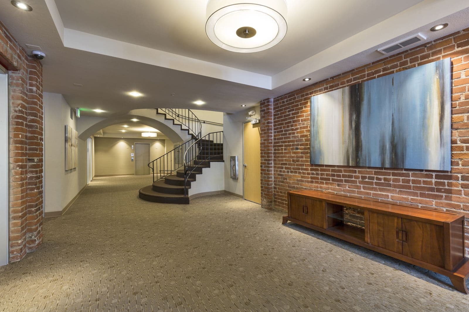 Building lobby with feature stair at 9th Street downtown Sacramento