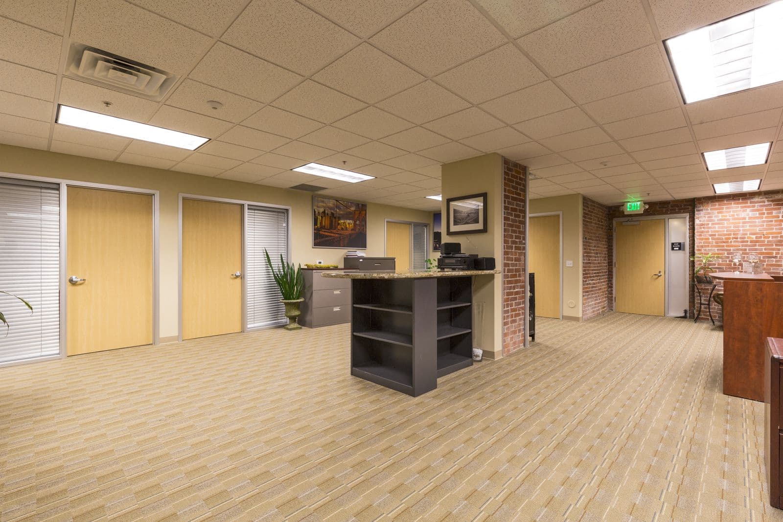 Open office looking toward private offices