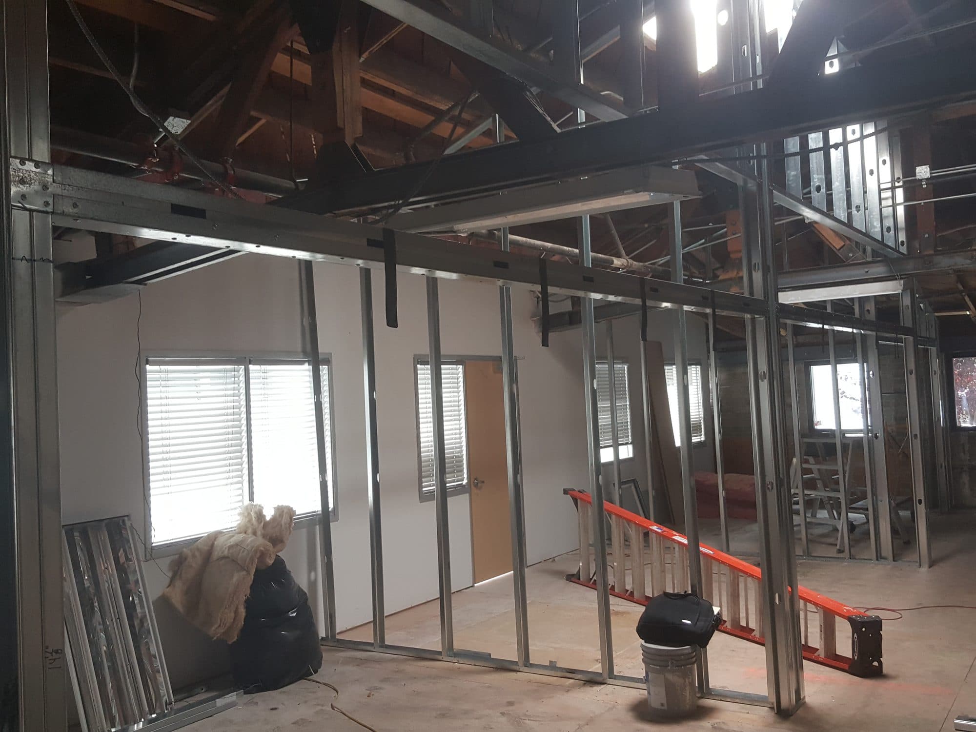 Healthcare office build-out, construction progress