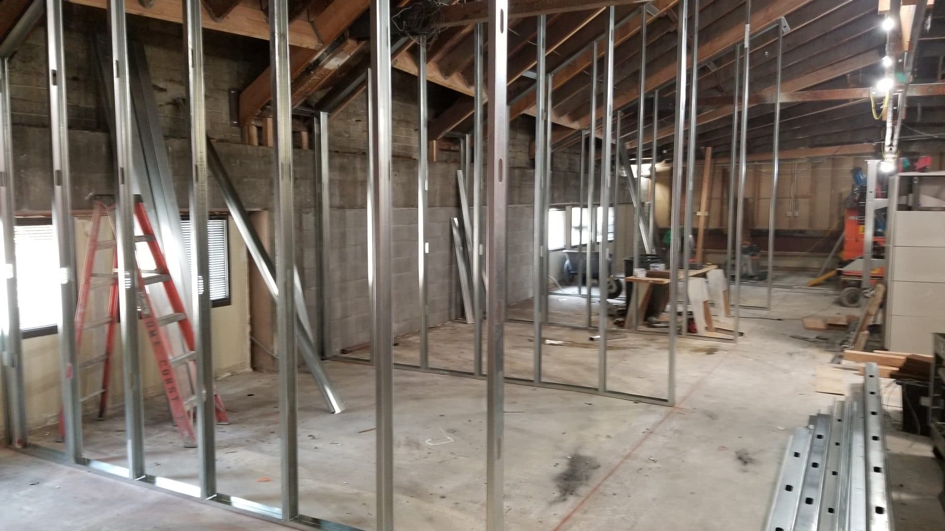 Healthcare office build-out, construction progress