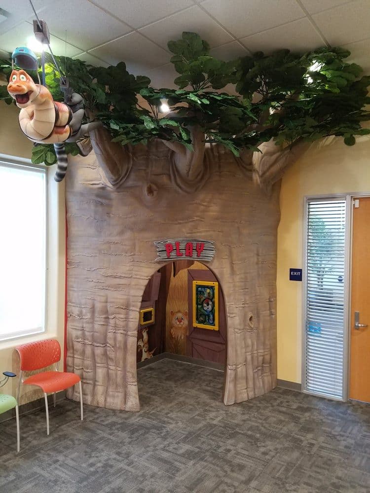 Tree-house play feature in the waiting room